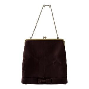 Vintage Unger Burgundy Satin Kiss Lock Clutch w/ Chain Strap
